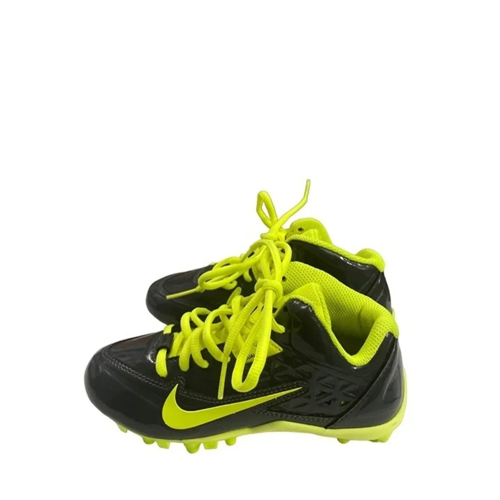 Nike‎ Speedlax Lacrosse Cleats Youth 1.5Y Black Volt Neon Yellow Dual Pull